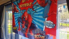 Spider-Man Birthday Banner Backdrop Letters Tablecloth 3 Set