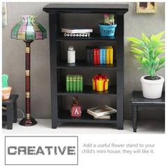 Toyvian Dollhouse Mini Bookshelf Model Miniature Display Bookcase Mini House …