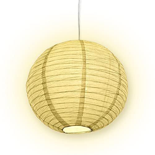 16″ White Fine Line Premium Paper Lantern Pendant Cord Kit with Yellow G50 Bulb