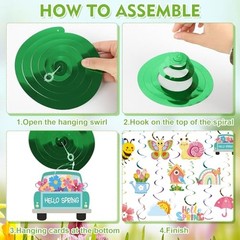 52 Pcs Spring Hanging Swirls Set Spring Party Decorations Large Multi-colored