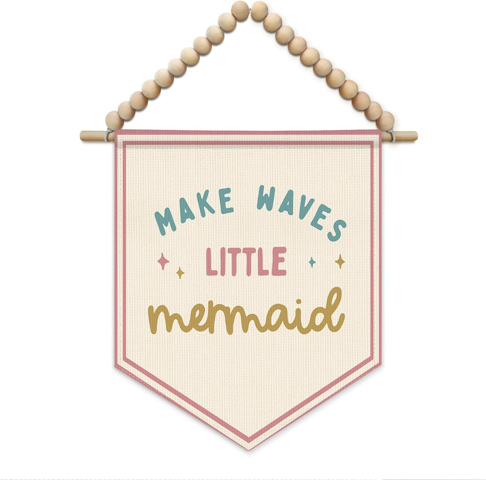 Pink Mermaid Ocean Nursery Wall Art Decor, Girls Room Decor, Make Waves Little M