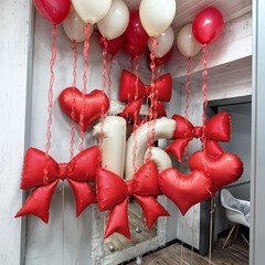 Bow Balloons 38 Inch, Giant Bowknot Foil Mylar Coquette Party 38inch Red