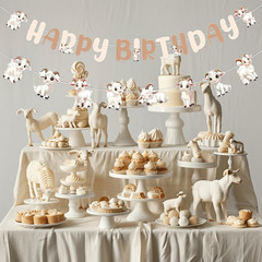Goat Birthday Decorations, Goat Theme Happy Birthday Banner Farm Animals Theme
