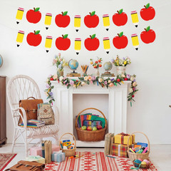 Back to School Decorations Banner – DIY Paper Pencil and Apples Banners, Red
