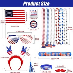 4th of July Accessories Bulk Party Supplies, 164Pcs Patriotic Party Favors Set f