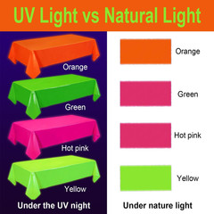 Oigco 4 Pack Neon Tablecloths, Neon Party Decorations, Pink Orange Green Glow in