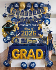 Purple Graduation Decorations 2026 Set of 4 GRAD Balloon Boxes with Balloon Arch