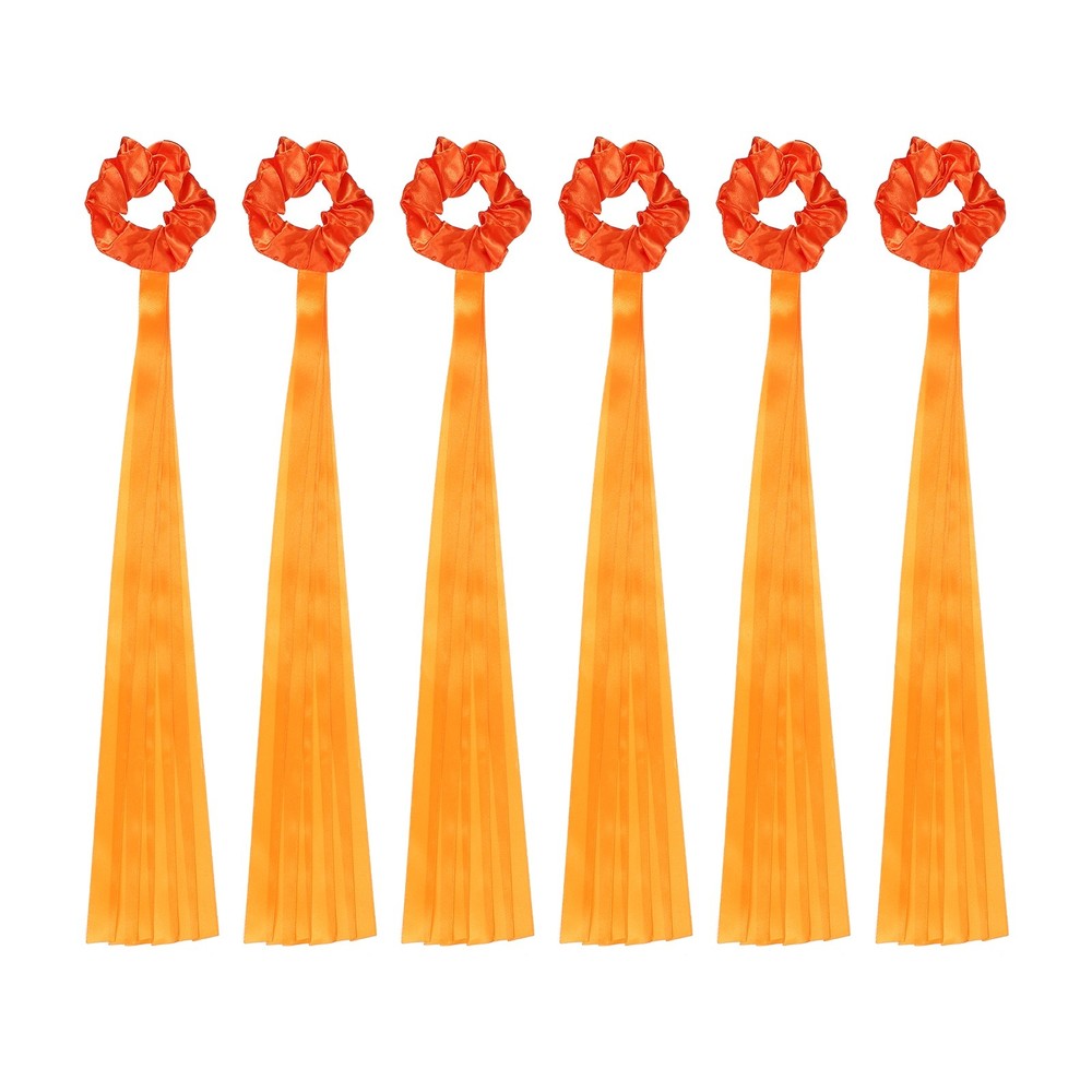 Rainbow Dance Ribbons, Wrist Streamers 6 Pcs & Orange