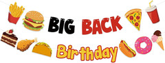 Big Back Birthday Party Decorations Banner, Funny Junk Food Garland for Bachelor