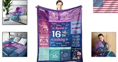 Cozy 16th Birthday Blanket – Ideal Fleece Gift for Girls, Lightweight & Compact
