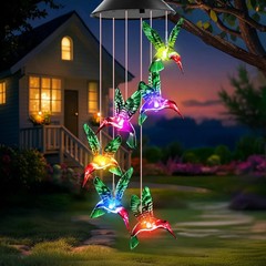 Magical Garden Wind Chimes – Solar Powered LED Hummingbirds