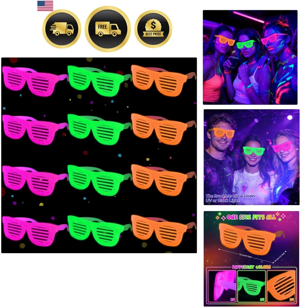 Mega-L 12 Pcs Glow in The Dark Glasses, Glow in The Dark Party Supplies, Neon…