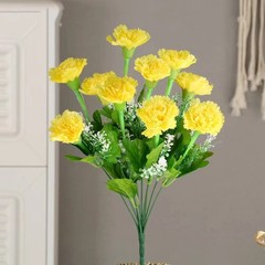 Silk Artificial Flower Bouquet 10 Head Carnations for Dining Room Decor