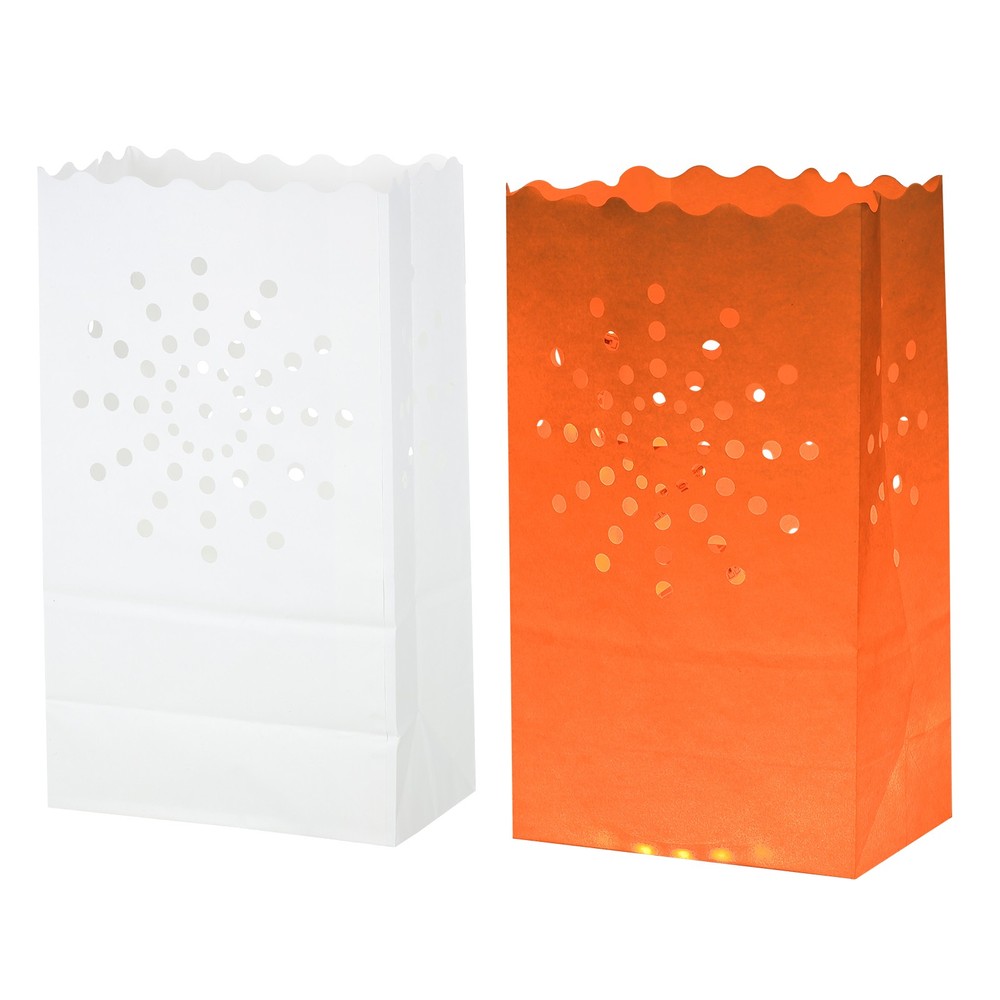 White Paper Luminary Bags, 10 Pcs Sun Flame Resistant Candle Bags