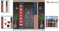 Patriotic Outdoor Decor Set with Flags and Banners for National Holidays