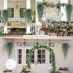 2Pcs Artificial Plant Hanging Flowers With Eucalyptus Leaves Greenery Vine
