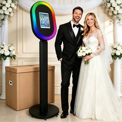 Oval RGB Ring Light iPad Photo Booth Selfie Kiosk Selfie Station Stand for Party
