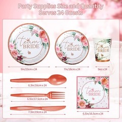 Bridal Shower Party Disposable Tableware Set (Plates, Cups, Napkins, Utensils)