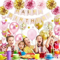 40pcs Pink Gold Birthday Party Decorations,Gifts for Women or Girls, Happy Bi…