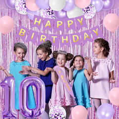 Purple Pink 10Th Birthday Decorations for Girls, Double Digits Birthday Party Su