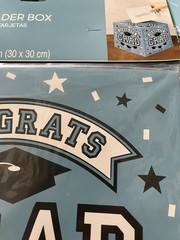 Graduation Card Holder Box 1pc -12×12 In Party Supply, New Blue & White