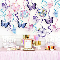 Butterfly Party Decorations – 46 Pieces Pink Purple Butterfly Hanging Swirl Spri