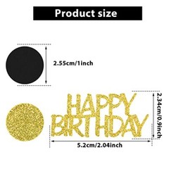 Happy Birthday Party Confetti for Table Glitter Black and Gold Sprinkling