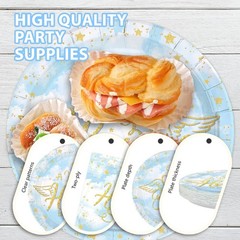 96Pcs Baby Shower Decorations – Angel Wings Plates & Napkins, Heaven Theme Table