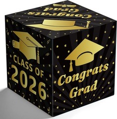 Versatile Black Gold Graduation Card Box – Perfect for Class of 2026 Parties