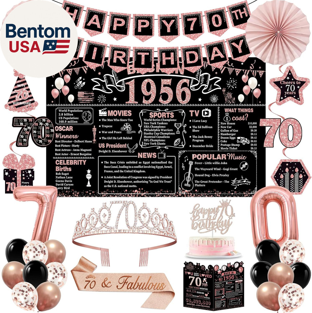 70Th Birthday Decorations for Women,32Pcs Back in 1956 Birthday Party Decoration