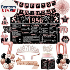 70Th Birthday Decorations for Women,32Pcs Back in 1956 Birthday Party Decoration