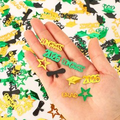 Green Black Gold Graduation Confetti Table Centerpiece Class Of 2026 Decor