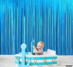 2-Pack Iridescent Blue Backdrop Curtain 3ft x 8ft Ocean Backdrop Streamers New