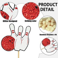 16 PCS Bowling Party Centerpiece Sticks Glitter Strike Up Birthday Decor
