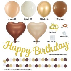 Boho Brown White Decorations – 62pcs Happy Banner, Neutral Rustic Lanterns Ho…