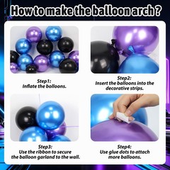125pcs Blue and Black Balloon Arch Kit with Metallic Purple Blue Black Balloo…
