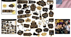 Engaging 36 Pcs Photo Booth Props for Chic Birthday and Graduation Parties