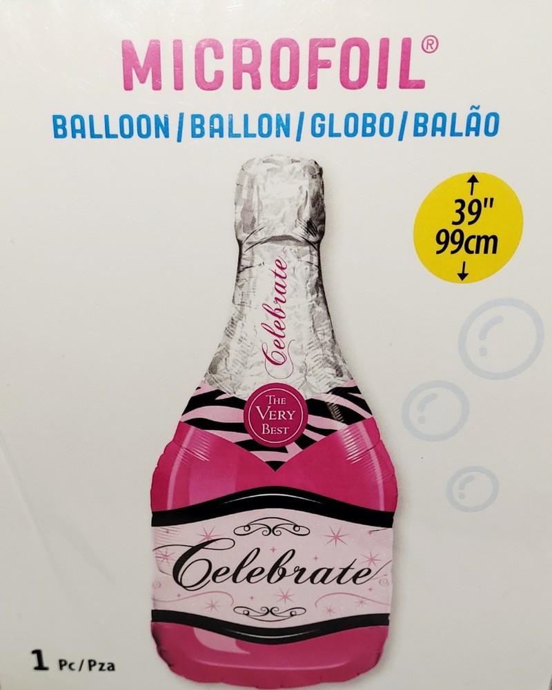 Qualatex New Years Eve Pink Champagne Bottle 39″ Microfoil Balloon (1 Piece) New