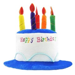 Colorful Cake Party Hat for Adults, Soft Plush Birthday Hat with Tilted Candles
