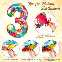 47Pcs 3rd Decorations for Boys Girls Number 3 Balloon Happy Banner Smile Star…