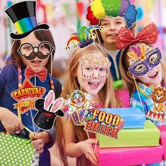 Carnival Photo Booth Props 30PCS Carnival Decorations Circus Theme Party Deco…