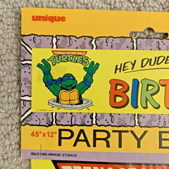 Vintage 1990 Teenage Mutant Ninja Turtles Birthday Party Banner 45″x12″ Sealed