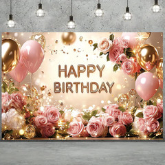 Birthday Backdrop Birthday Banner for Women 71 X 43 Inc Happy Birthday Backdrop