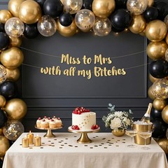 Bachelorette Party Banner Gold Glitter Pre Strung Decorations For Her