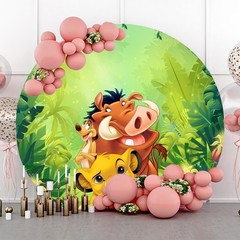 Round Lion King Backdrop Cover Simba Happy Birthday Photo Background Banner