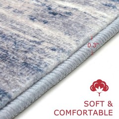 KOZYFLY Modern Abstract Washable Rug Runner 2×6 2′ x 6′ (Runner), Blue-grey