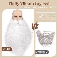 18 Inches Men’s Long Curly White Synthetic Pre – styled Realistic Fake Beard …