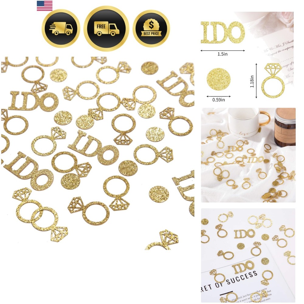 Gold Wedding Table Confetti,Glitter Paper Diamond Ring Confetti, I Do Engagem…