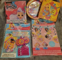 Sunny Day NEW Birthday Party Decoration Lot Table Cover, Banner, Plates for 8