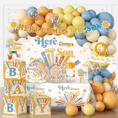 Retro Sun Baby Shower Decor – Sunshine Theme, Boho Boy Party Supplies & Decorati